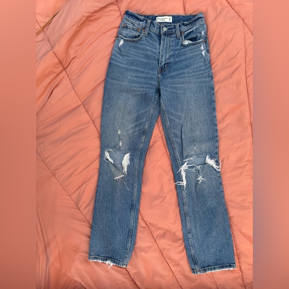 Abercrombie & Fitch Denim - Abercrombie and Fitch Blue Distressed Straight Leg Jeans